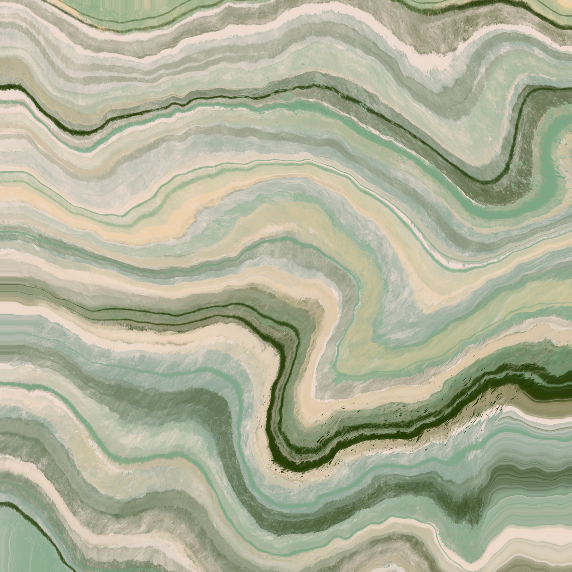 Marbleized Geode Green Wavy Stone Pattern